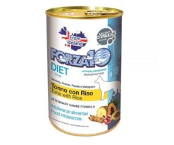 Forza10 diet tonno con riso è una dieta monoproteica al pesce della linea dietetica studiata da sanypet integrata con innovative microcapsule