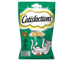 Catisfactions tacchino è una deliziosa linea di fuoripasto per il proprio gatto. Si tratta di croccantissimi snack con un morbido ripieno a cui i gatti non sapranno resistere.