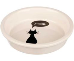 Ciotola in ceramica gatto cm 13 bianco.