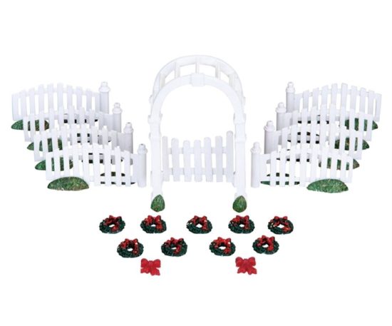 Lemax Plastic Arbor & Picket Fences W/decorations