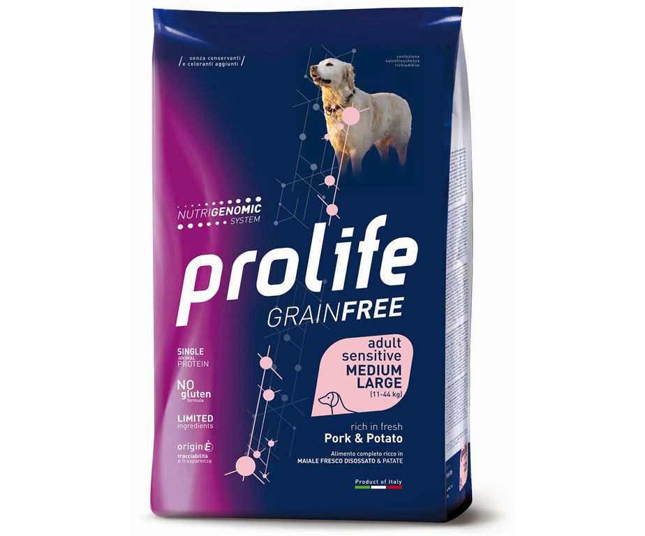 Prolife dog grain free sensitive pork & potato m/l 2