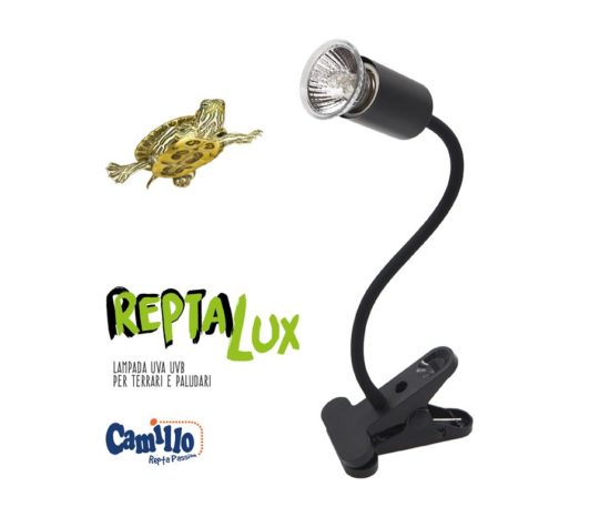 Repta Lux è una lampada adatta a terrari e paludari. Emette raggi ultravioletti UVA e UVB