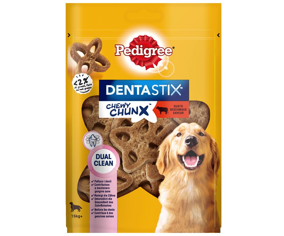 Con Pedigree Dentastix Chewy Chunx offrirete al vostro cane un gustoso snack tutto da masticare