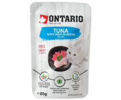 Alimento complementare per gatti con tonno in brodo.