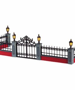 Lighted wrought iron fence