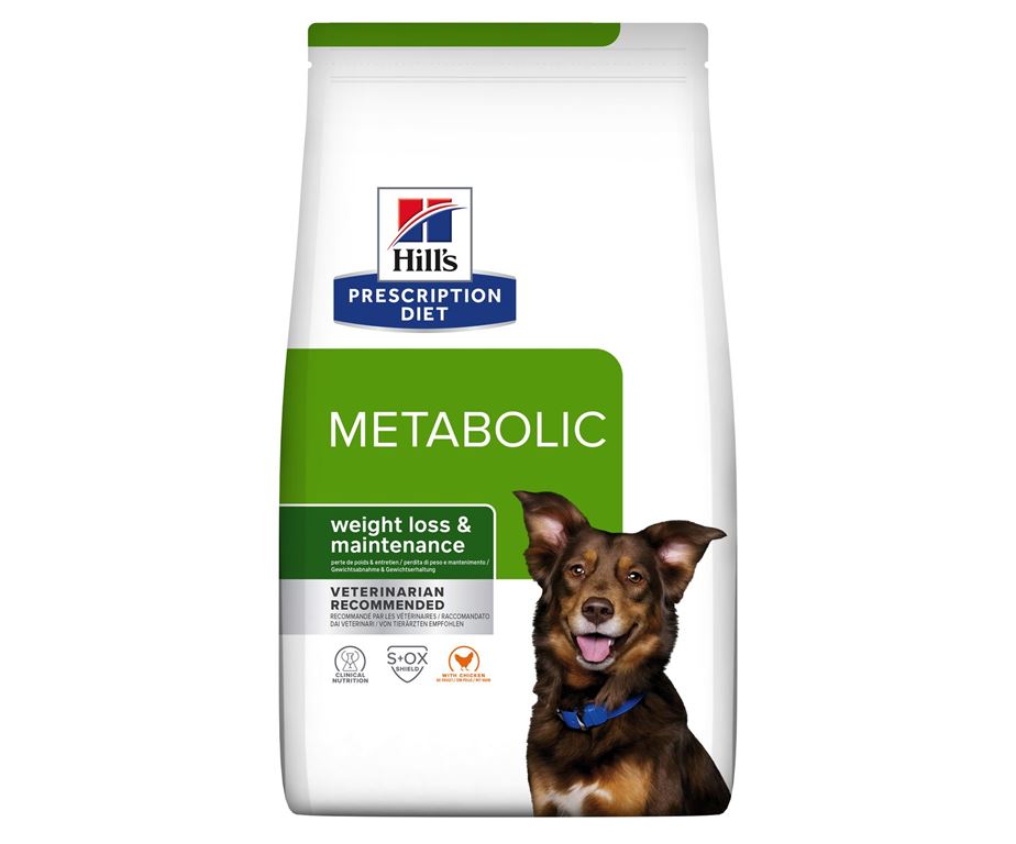Hill's PRESCRIPTION DIET Metabolic alimento per cani con pollo è un alimento dietetico completo per la riduzione del peso in eccesso ed il mantenimento del peso sano nei cani adulti. Questo alimento ha una bassa densità energetica.