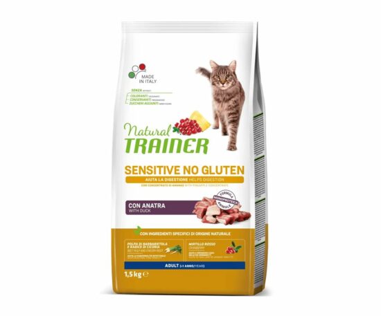 Natural Trainer Sensitive Adult con anatra crocchette per gatti adulti alimento completo ed equilibrato per gatti adulti (da 1 anno d’età).