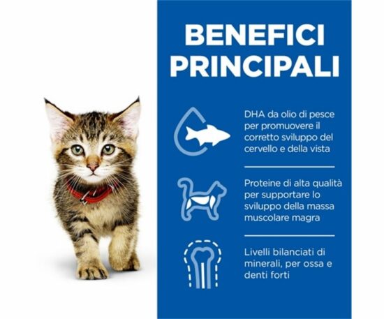 Science plan™ kitten con tonno (tonno 5%) è un alimento completo per gattini da 3 settimane a 12 mesi d'età e per femmine in gravidanza e allattamento.