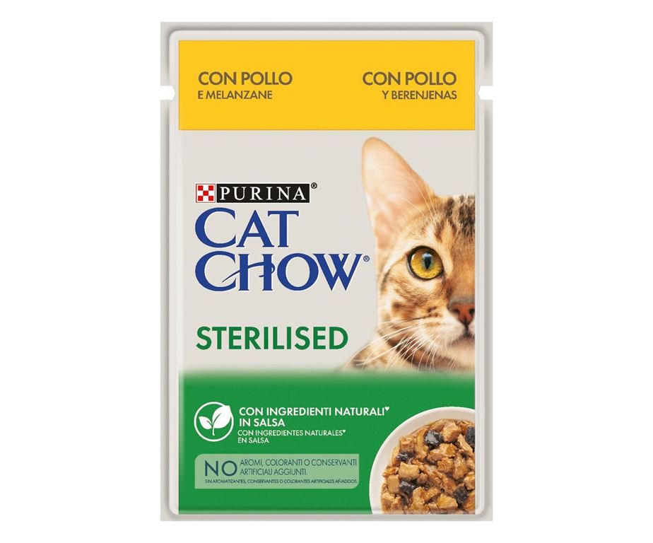 Cat chow sterilised pollo e melanzane 85 g.