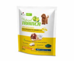 Trainer Natural Dog Adult Small & Toy Prosciutto Crudo è un alimento completo per cani adulti di taglia piccola/toy.