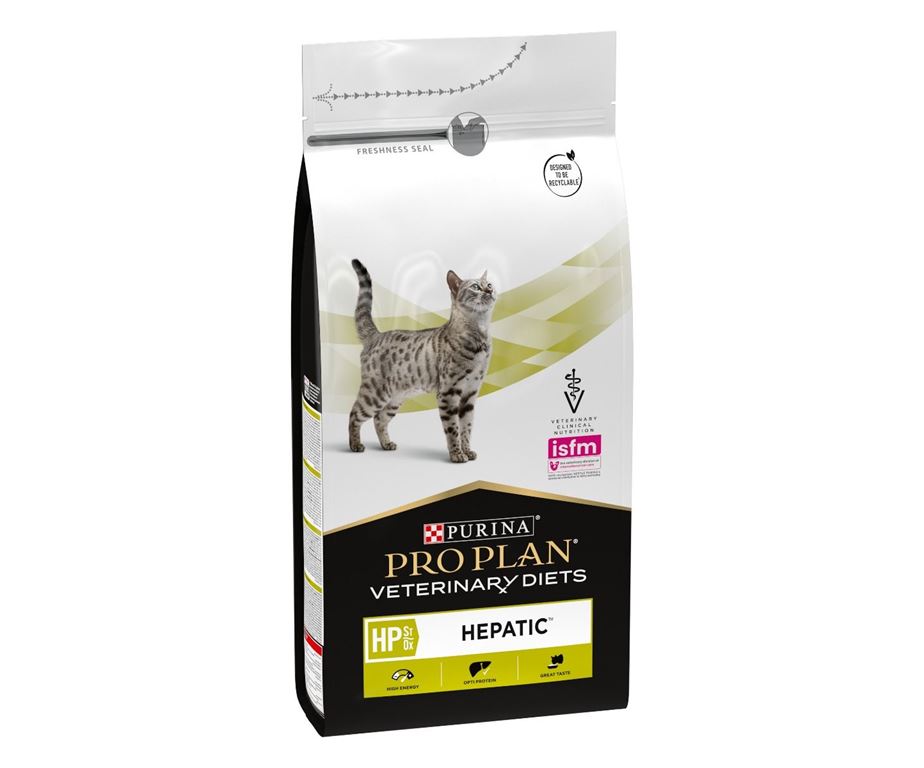 Alimento dietetico completo per gatti adulti per il supporto alla funzione epatica in caso di insufficienza epatica cronica con moderato livello di proteine