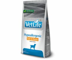 Farmina vet life hypoallergenic fish & potato è un alimento dietetico completo per cani indicato per la riduzione delle intolleranze alimentari.