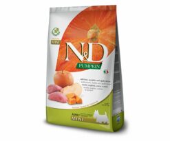 N&D Pumpkin Adult Mini Cinghiale Mela è un alimento secco completo per cani adulti di taglia piccola. Privo di cereali e glutine.