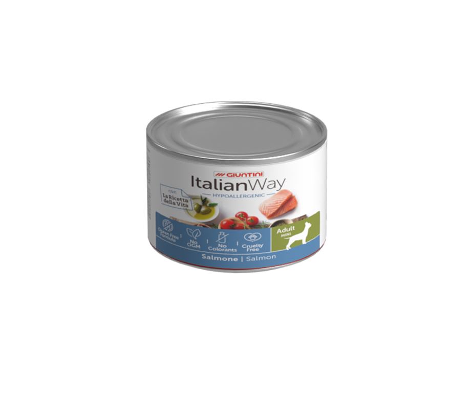 ItalianWay Wet Hypoallergenic Salmone è un alimento formulato per rispondere al meglio alle esigenze dei cani con particolari intolleranze alimentari.