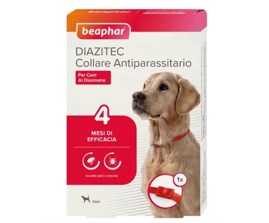 Beaphar Diazitec Collare Antiparassitario per Cane Rosso è la soluzione al problema dei parassiti per il tuo cane.